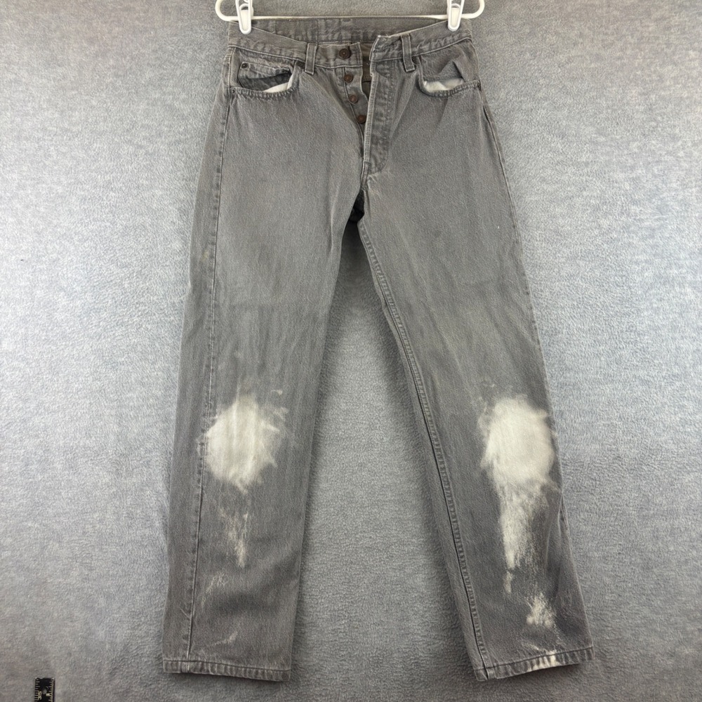 Levi's 501 Jeans Men 30x29 Gray Button Fly Vintage USA Made Bleached Knee